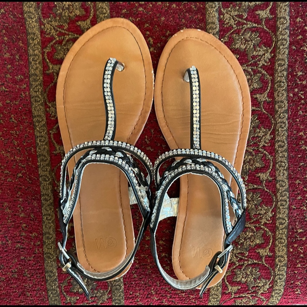 Black and Silver Sandals
